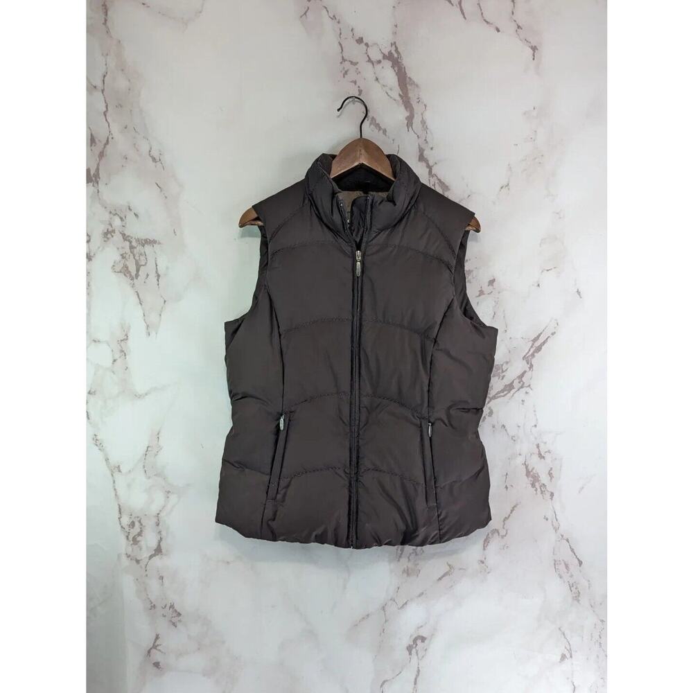Eddie Bauer Vest Women Medium Brown Down Puffer Insulated Quilt Goose Chocolate